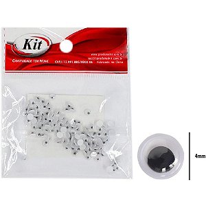 Artesanato OLHO Móvel 4MM Preto com 50 Unidades - Pacote com 20