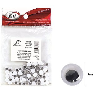 OLHO Móvel para Artesanato 7MM Preto - Pacote com 20 de 100 Unidades