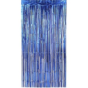 Cortina Metalizada Azul 1X2M - Decoração Festiva