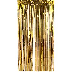 Artigo para Decoração - Cortina Metalizada Dourada 1X2M