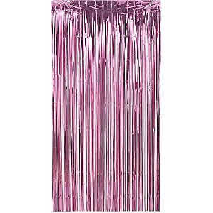 Cortina Metalizada Rosa 1X2M para Decoração