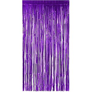 Cortina Metalizada Roxa para Decoração 1X2M