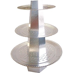 Artigo para Festa Baleiro Laminado Prata 36CM - Pacote com 05 Unidades