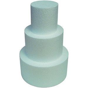 Bolo Falso Redondo de Isopor 250X100MM Pacote com 12