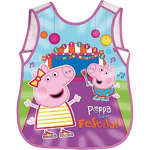 Avental Escolar Decorado Peppa PIG com Bolso