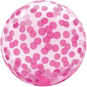Balão Bubble Poa Rosa 45CM