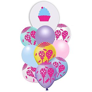 Balão Decorado KIT Buquê Festa Doce (S) PCT com 10