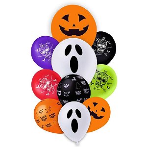 Balão Decorado KIT Buquê Halloween (S) Pacote com 10