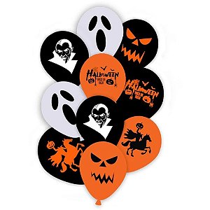 Balão Decorado N012 Halloween Monsters Pacote com 10
