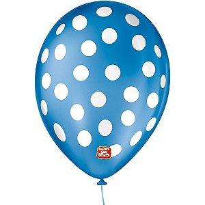 Balão Decorado N090 Bolinha AZ Cobalto com BCO PCT com 25