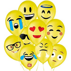 Balão Decorado N090 Emoções Modelos Sortidos Pacote com 25