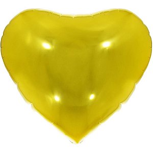 Balão Metalizado Decorado Coração Dourado 45CM