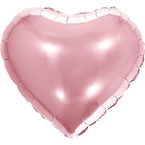 Balão Metalizado Decorado Coração Rose 45CM Pacote com 06