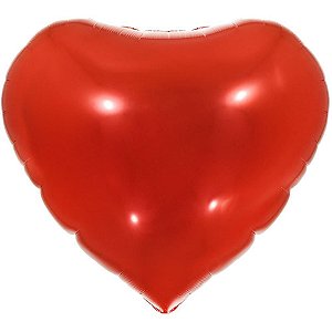 Balão Metalizado Decorado Coração Vermelho 10CM - Pacote com 3 Unidades