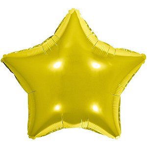 Balão Metalizado Decorado Estrela Dourado 45CM