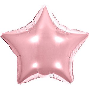 Balão Metalizado Decorado Estrela Rose 45CM - Pacote com 6