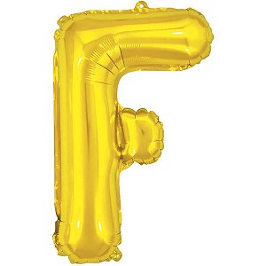 Balão Metalizado Letra F Dourado 40CM