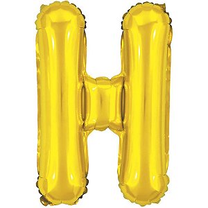 Balão Metalizado Letra H Dourado 40CM