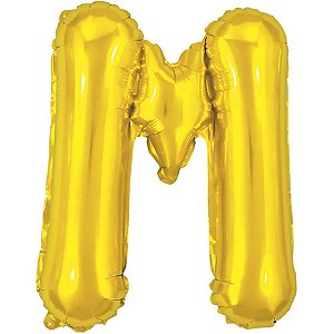 Balão Metalizado Letra M Dourado 40CM
