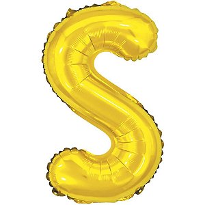 Balão Metalizado Letra S Dourado 40CM