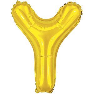 Balão Metalizado Letra Y Dourado 40CM