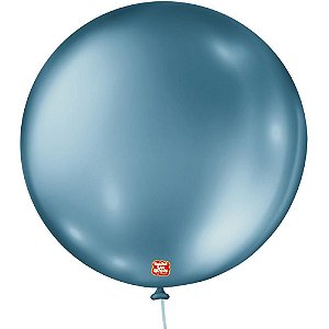 Balão Metalizado N05 Redondo Azul Pacote com 25