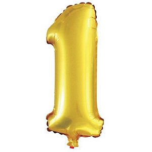Balão Metalizado Número 1 Dourado 40CM