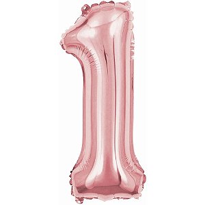 Balão Metalizado Número 1 Rose 40CM