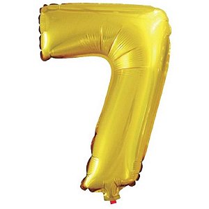 Balão Metalizado Número 7 Dourado 40CM