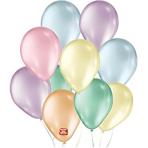 Balão Pérolado N070 T Pastel Sortido - Pacote com 25
