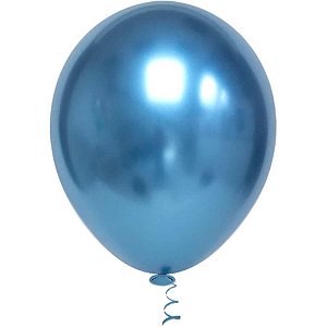Balão Redondo Nº 10 Platino Azul Pacote com 25