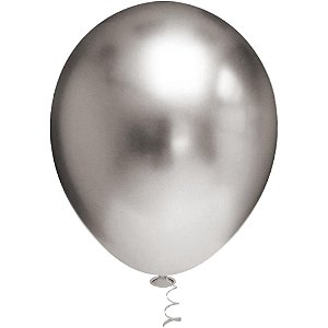 Balão Redondo N010 Platino Chumbo Pacote com 25