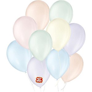 Balão Redondo Nº 9 CANDY Colors Sortido - Pacote com 25 Unidades