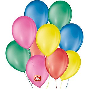 Balão Redondo N°09 Cores Sortidas – Pacote com 50 Unidades