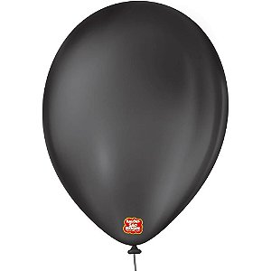 Balão Redondo N09 Preto ébano - Pacote com 50 Unidades