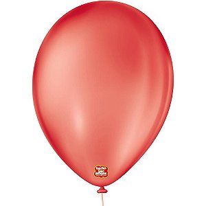 Balão Redondo N09 Vermelho Quente Pacote com 50 Unidades
