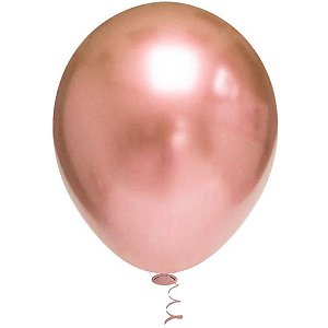 Balão Redondo N090 Platino Rose GOLD - Pacote com 25 Unidades