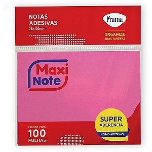 Bloco de Recado Autoadesivo 76X102MM Maxi Rosa Neon 100 Folhas