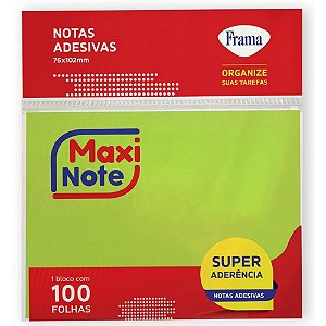 Bloco de Recado Autoadesivo 76X102MM Maxi Verde Neon 100 Folhas