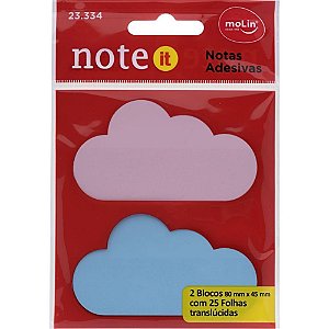 Bloco de Recado Autoadesivo Transparente 80MM X 45MM - Formato Nuvem, 50 Folhas