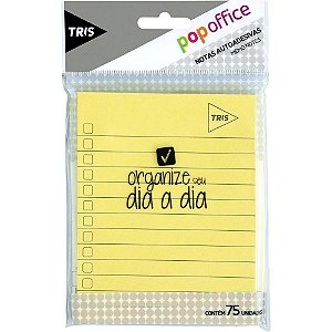 Bloco de Recado Autoadesivo Amarelo 130X100MM Pautado - 75 Folhas