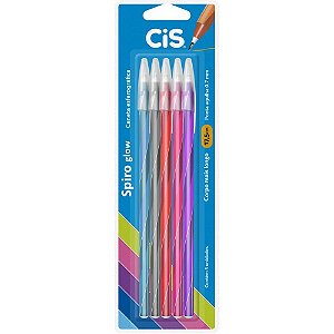Caneta Esferográfica CIS Spiro GLOW 0,7MM 5 Cores