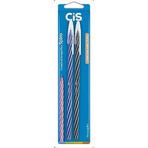 Caneta Esferográfica CIS Spiro 0,7MM Azul e Preta – Blister com 2 Unidades