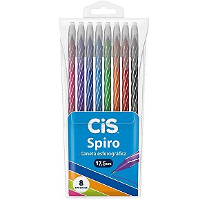 Caneta Esferográfica CIS Spiro 0,7MM 8 Cores
