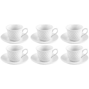 Xícara para CHÁ de Porcelana Wembley Branca 150ML - Conjunto com 12 Peças