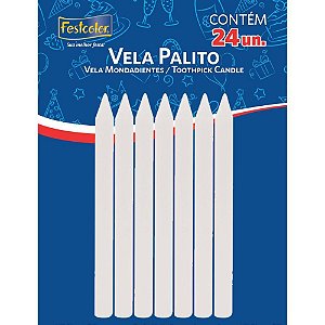Vela para Aniversário Palito Branca com 24 Unidades CX com 12