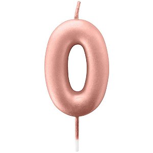Vela para Aniversário N00 Rose GOLD Metalizada 6CM CX com 12