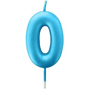 Vela para Aniversário N00 Azul Metalizada 6CM CX com 12