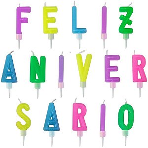 Vela para Aniversário Feliz Aniversário Color 2,5CM