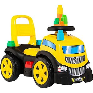 Veículo para Bebê TRUCK Ride ON com Blocos Amarelo